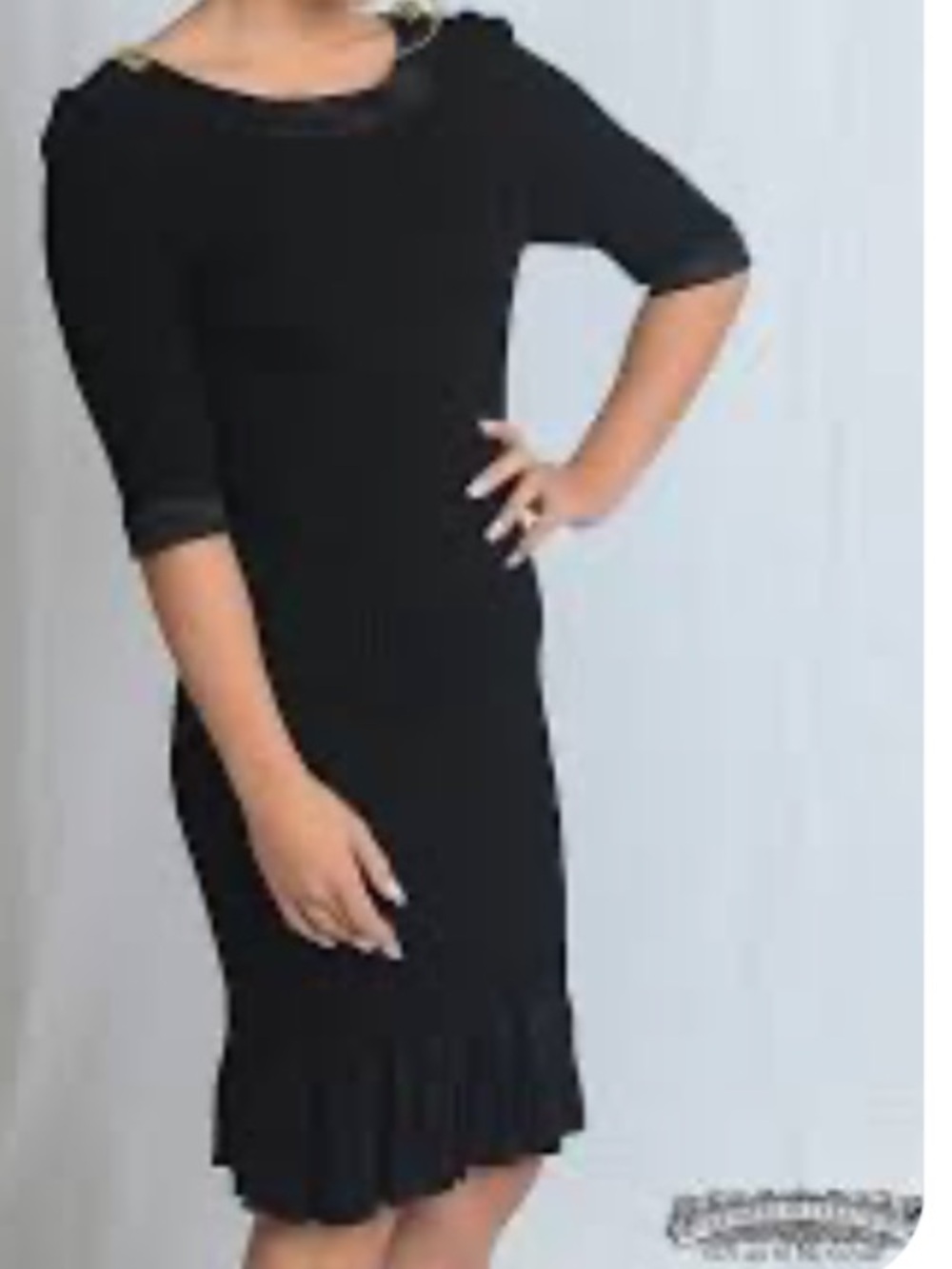 BEBE Women vintage Y2K black ribbed fine-knit bodycon dress | S